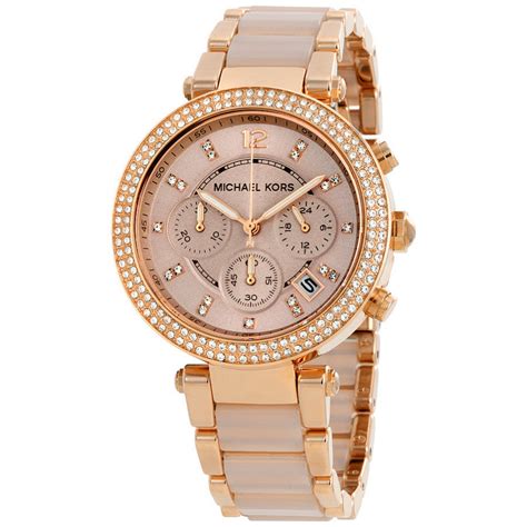 michael kors parker blush dial rose gold-tone ladies watch|Michael Kors parker blush.